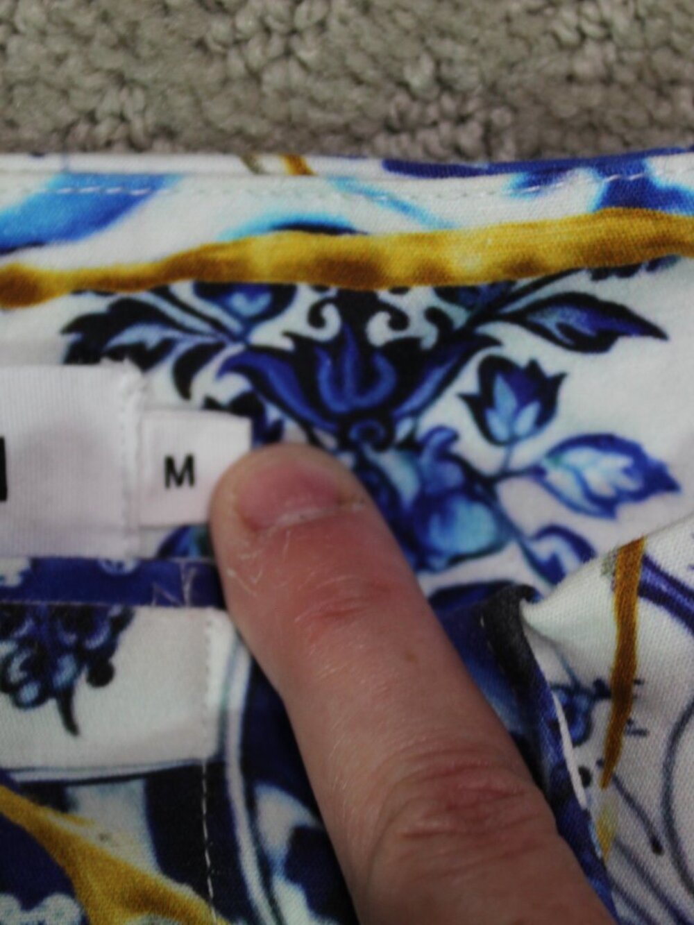 Desigual x Stella Jean Size M Blue Gold Patterned High Rise Slim Ankle Pants - Picture 5 of 7